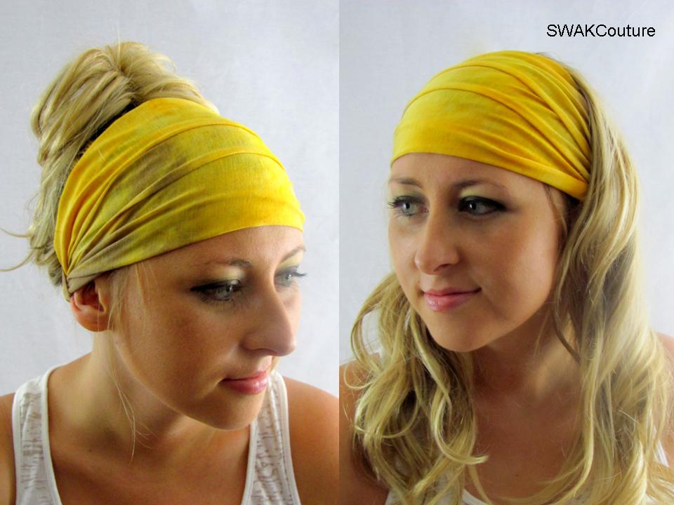 SWAKCouture Yoga HeadBand Orange Brown Tie Dye Cotton Stretchy Jersey