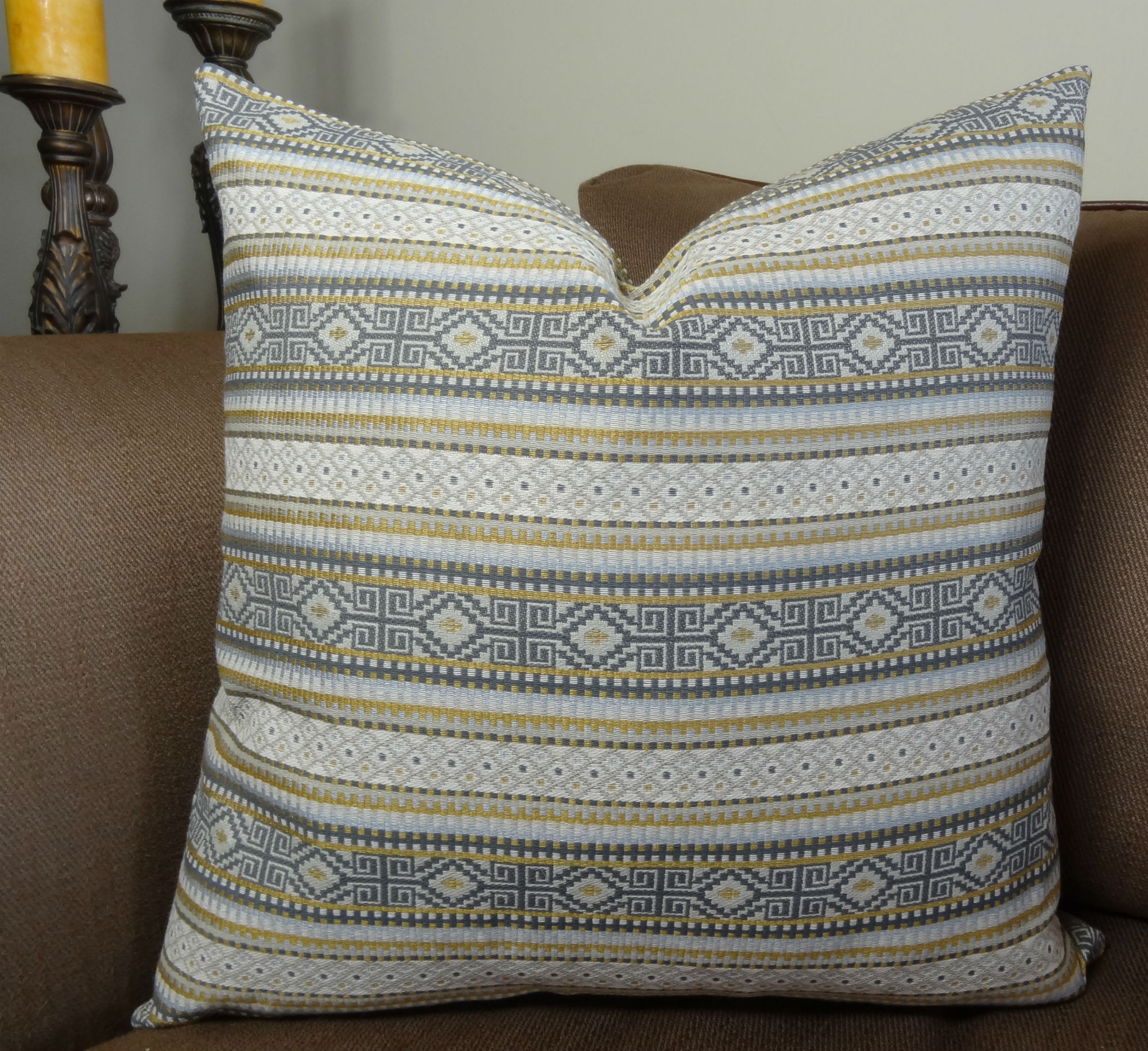 20 X 20 Decorative Modern Throw Pillow Stripe Greek Key