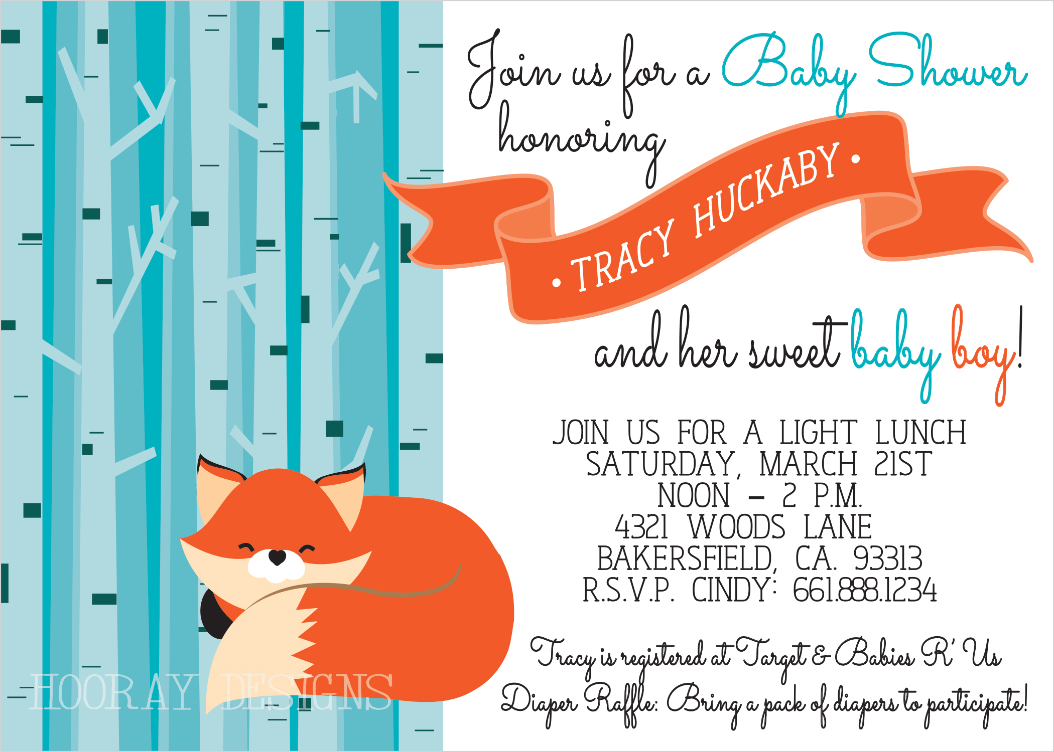 Woodland Fox Baby Shower Invitation On Storenvy