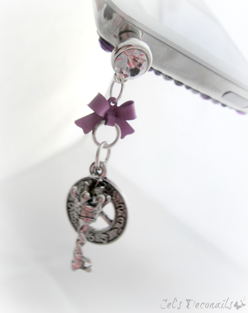 Gothic Princess phone charm, clock and key iPhone dust plug charm
