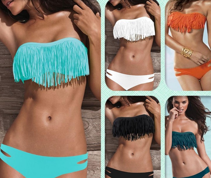 Fashion Tassel Padded Bandeau Fringe Bikini on Storenvy