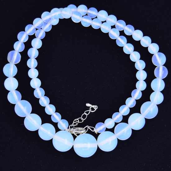 Rainbow Opalite Round Bead Strand Necklace Statement Rockabilly
