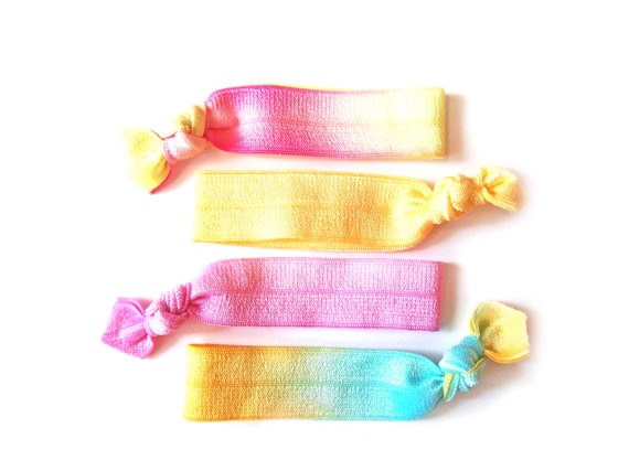 Destiny Hand Dyed Tie Dye Ribbon Hair Ties Set 4pcs Sold By