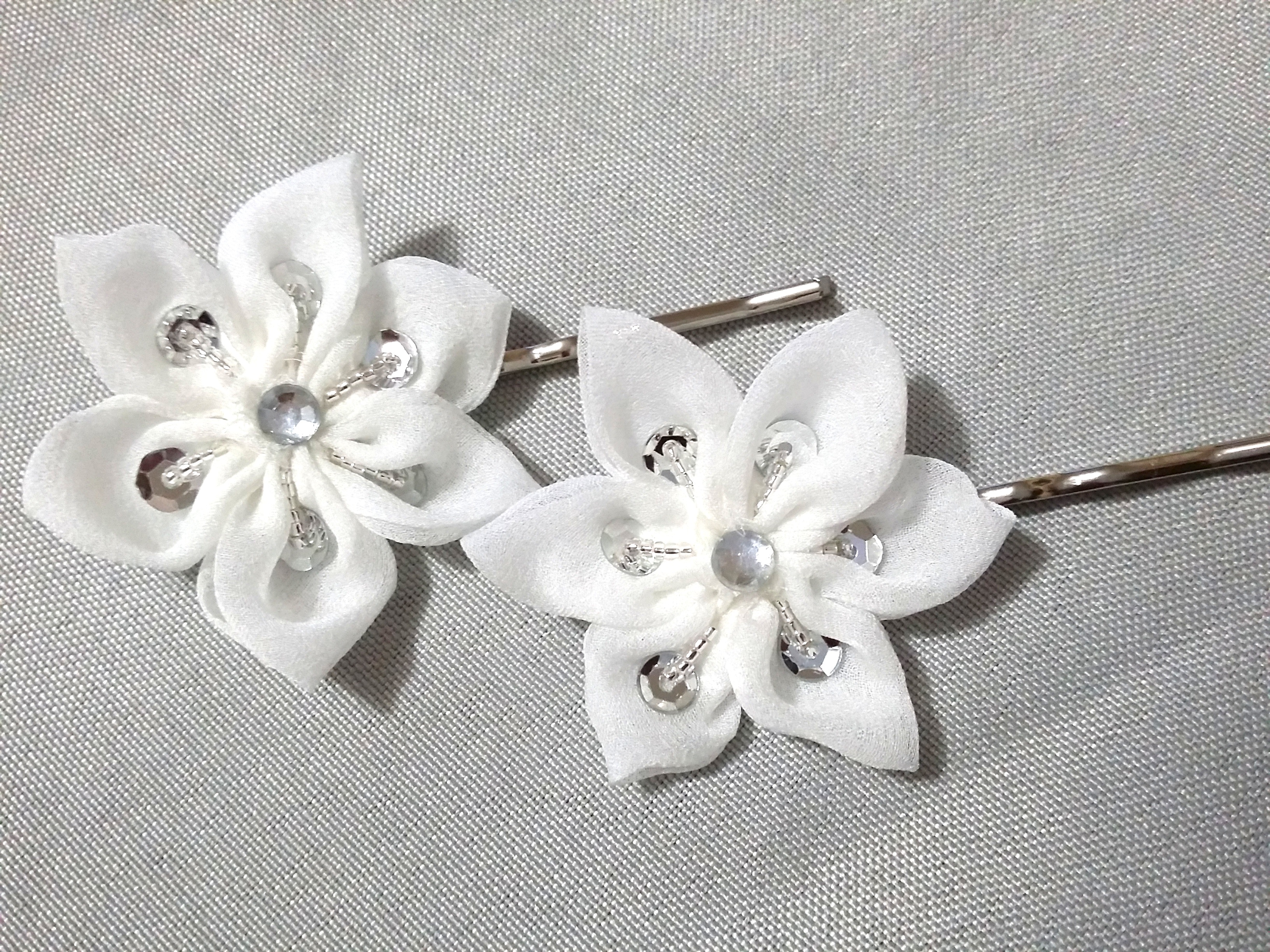 Silk Flower Floral Wedding Hair Pins Pair Of 2 Sold By Droplet