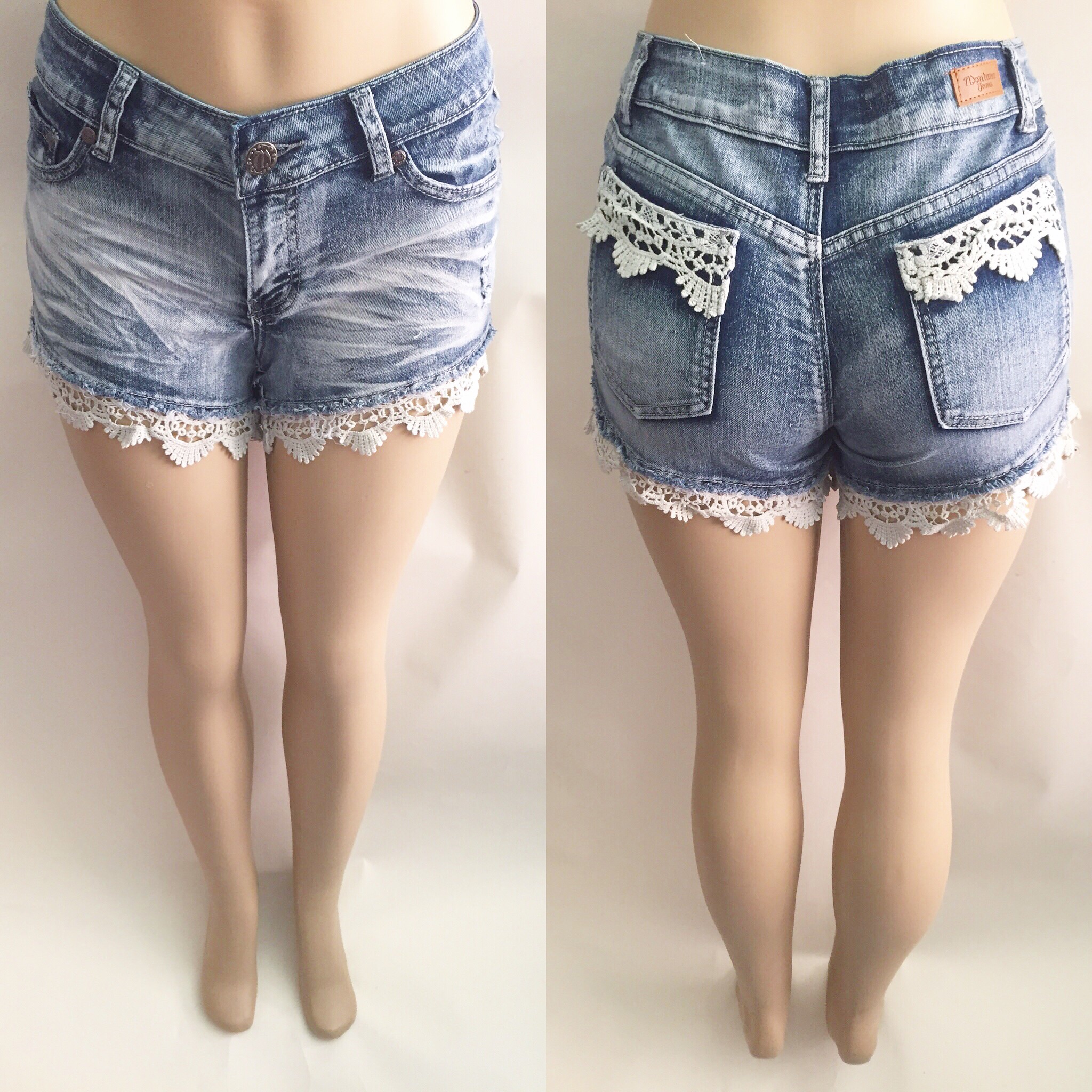 jeans shorts with lace