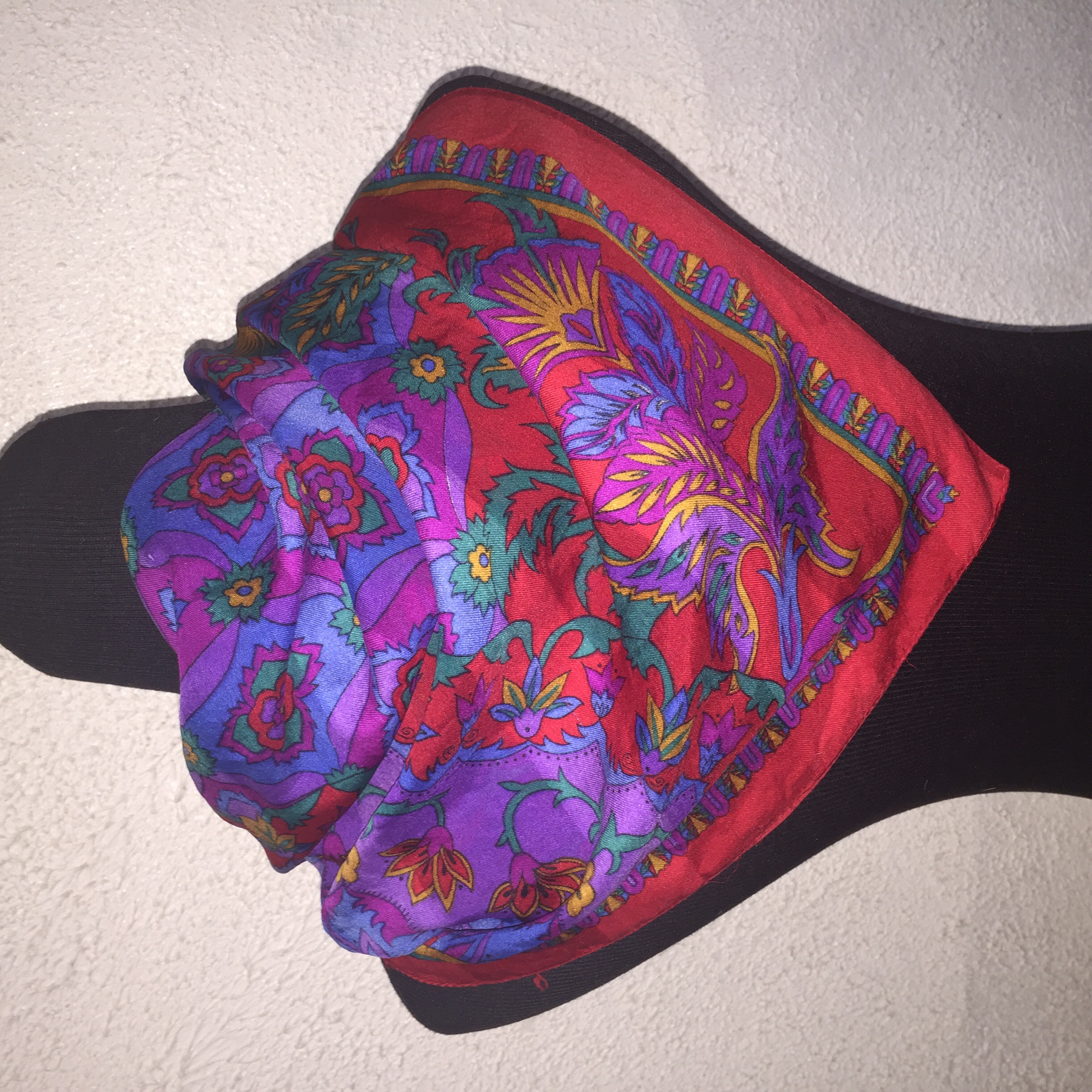 red multi scarf