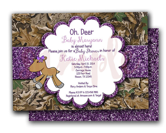 pink camo baby shower invitations