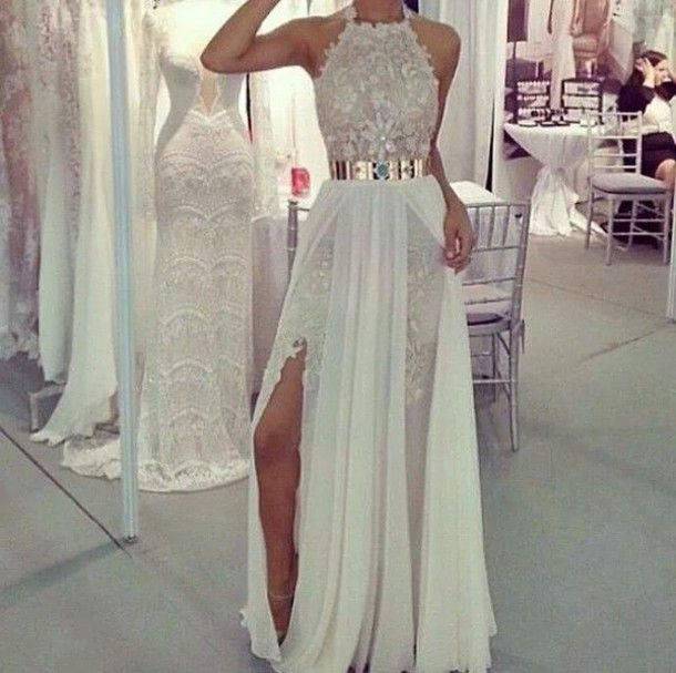 White and Gold Prom Dresses 2014