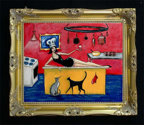 Kitchen Goddess Art Print Wall Decor Woman And Cats Colorful Art Kitchen Wall Hanging Kitchen Decor Siamese Cat Illustration Shano Sold By Art By Shano On Storenvy