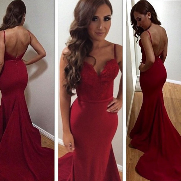 Dark Red Sweetheart Prom Dresses,Long Mermaid Prom Dresses