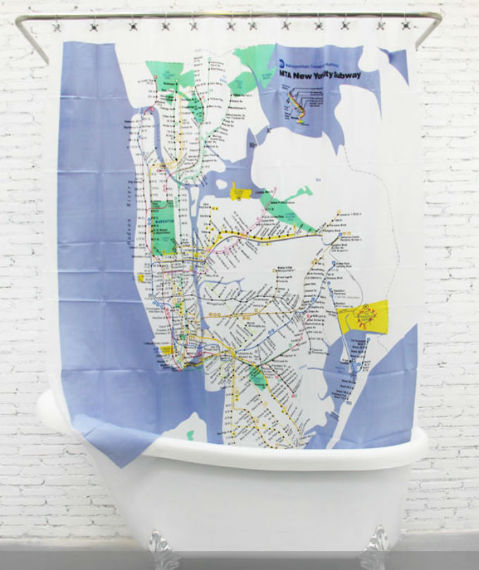 New York Mta New York City Subway Peva Shower Curtain 180 X 180 Cm