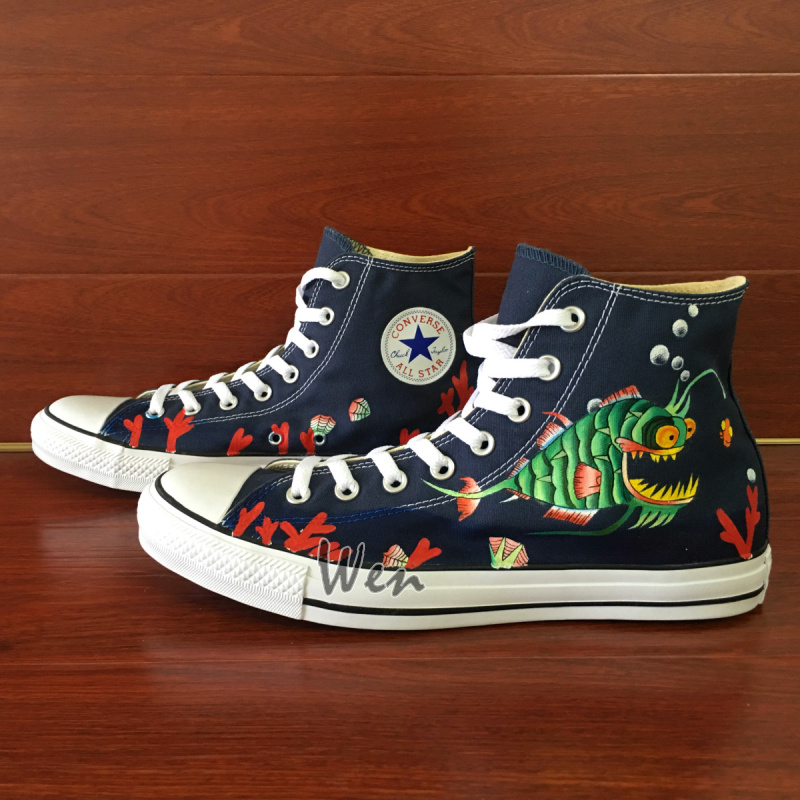 Anglerfish Original Design Blue Converse All Star Canvas Shoes Hand Painted Shoes Men Women's Sneakers High Classic Skateboarding Shoes sold by Anglerfish Original Design Blue Converse All Star Canvas Shoes Hand Painted Shoes Men Women's Sneakers High Classic Skateboarding Shoes sold by