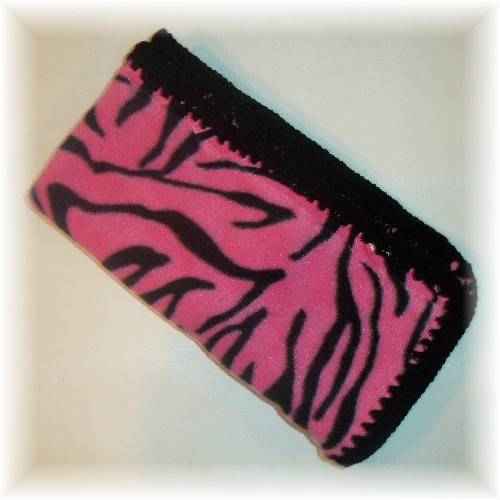 zebra blanket with pink trim