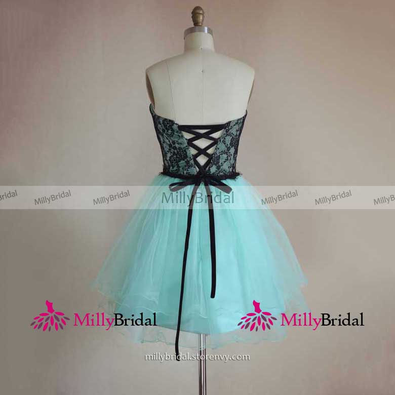 mint green and black dress