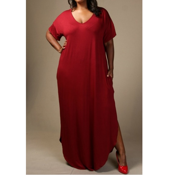 burgundy maxi dress plus size