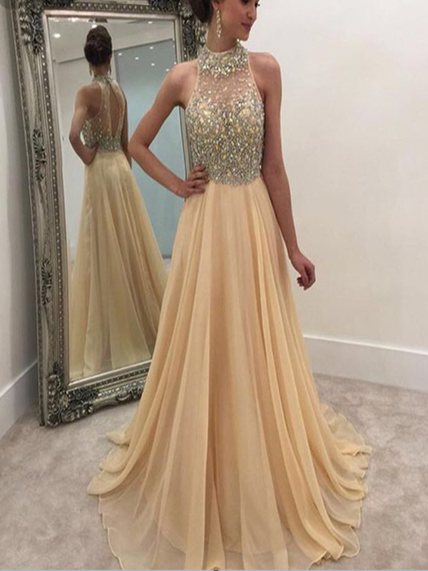 champagne prom dresses