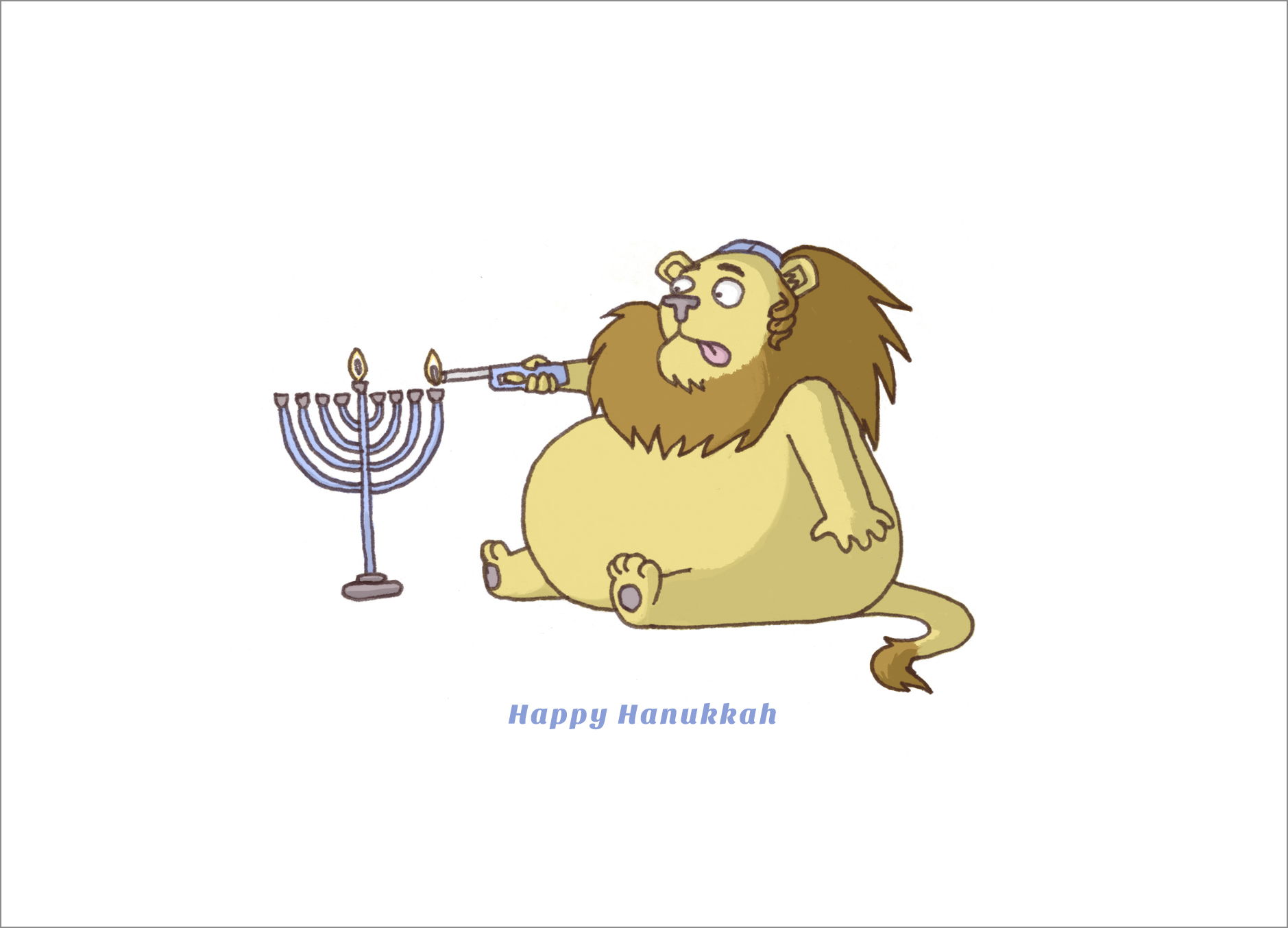 fat lion hanukkah card tiny face industries online store powered hannukah card