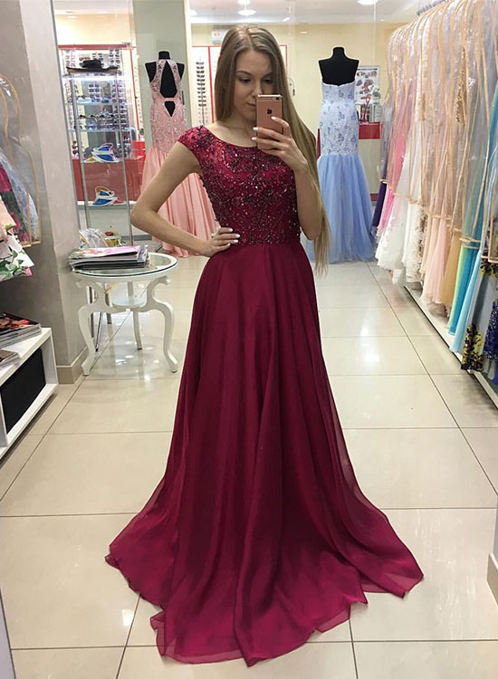 Sequin Prom Dress Burgundy