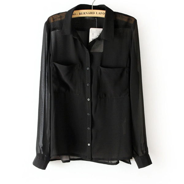 Chiffon Button Down Shirt Best Sale, 54 
