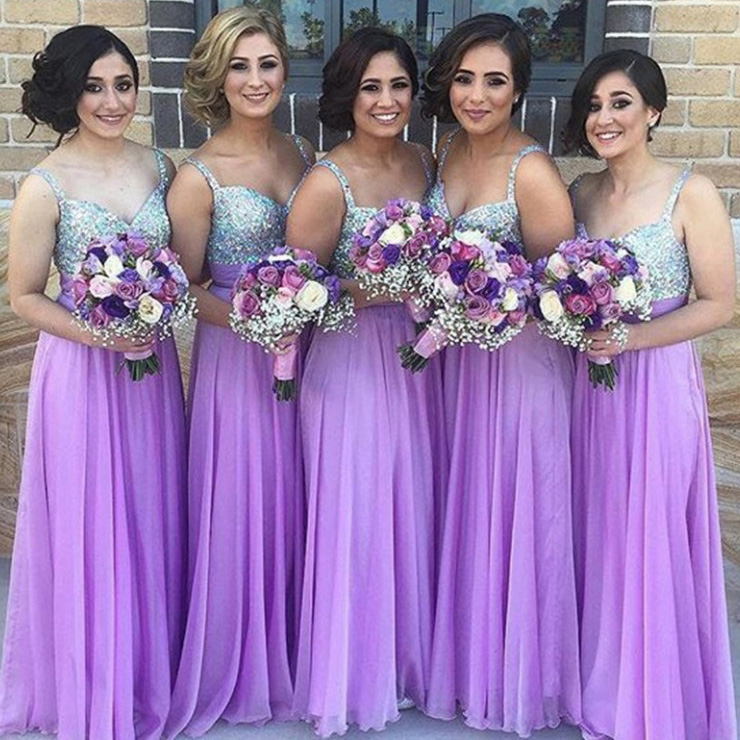 Lavendar Bridesmaids Dresses Long Sleeve