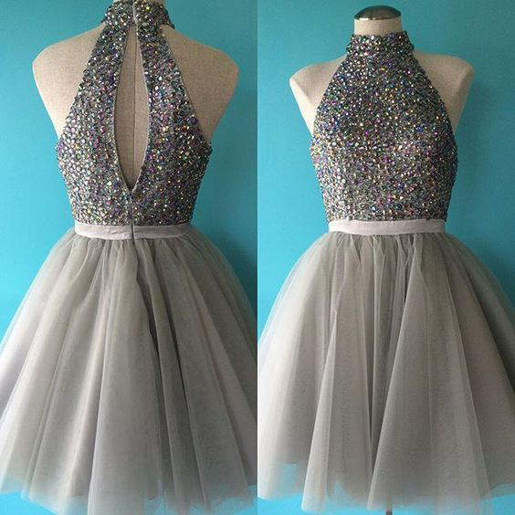 Short Grey Halter Dress