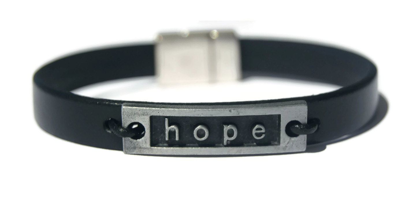 Christian Leather bracelet, HOPE bracelet, Men's Leather Bracelet