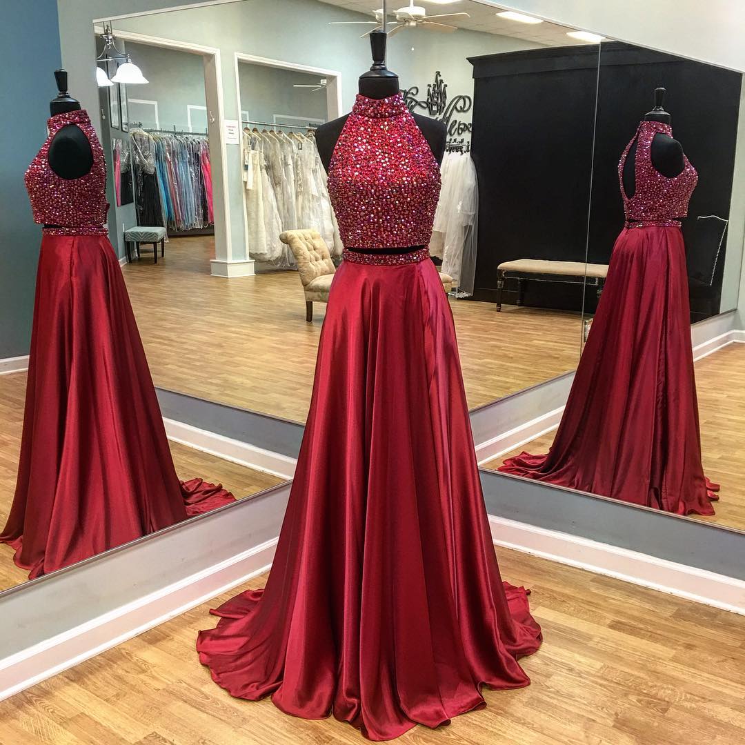 deep red gown