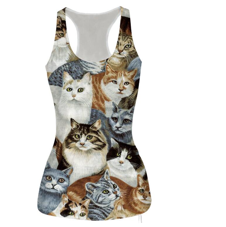 M53 New Fashion Tank Long Vest, Hello Cat Print Vest · Miller's Store · Online Store Powered by