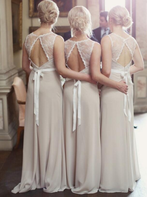 Silver Lace Bridesmaid Dresses