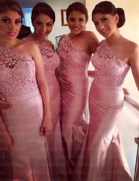 one shoulder bridesmaid dresses long