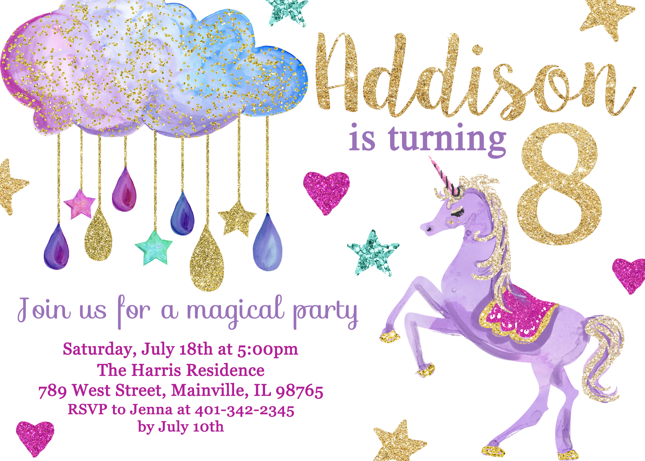 Unicorn Birthday Party Invitation Purple Stars Magical Digital Or Printed Thumbnail Unicorn Birthday Party Invitation Purple Stars Magical Digital Or Printed Thumbnail