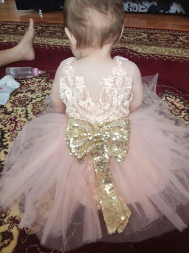 Pink Sequin Flower Girl Dress