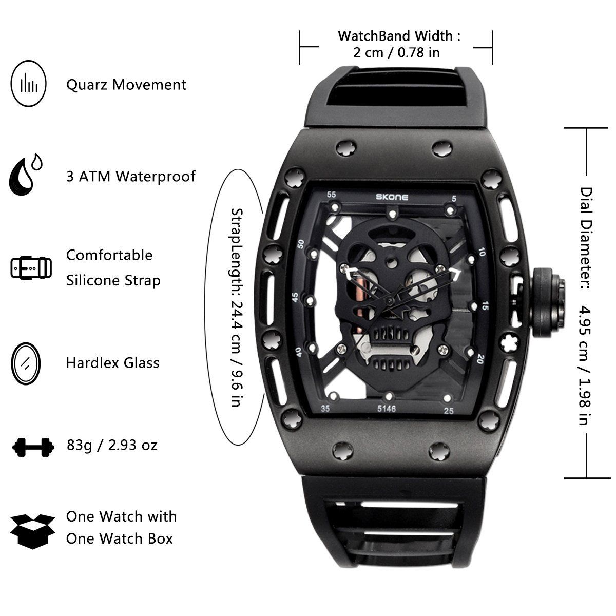 skone skeleton watch