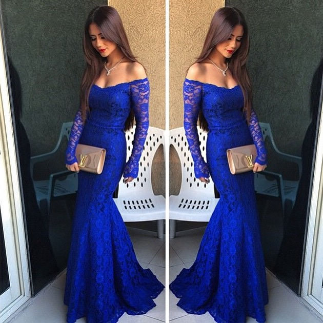 Boag Neck Prom Dresses Royal