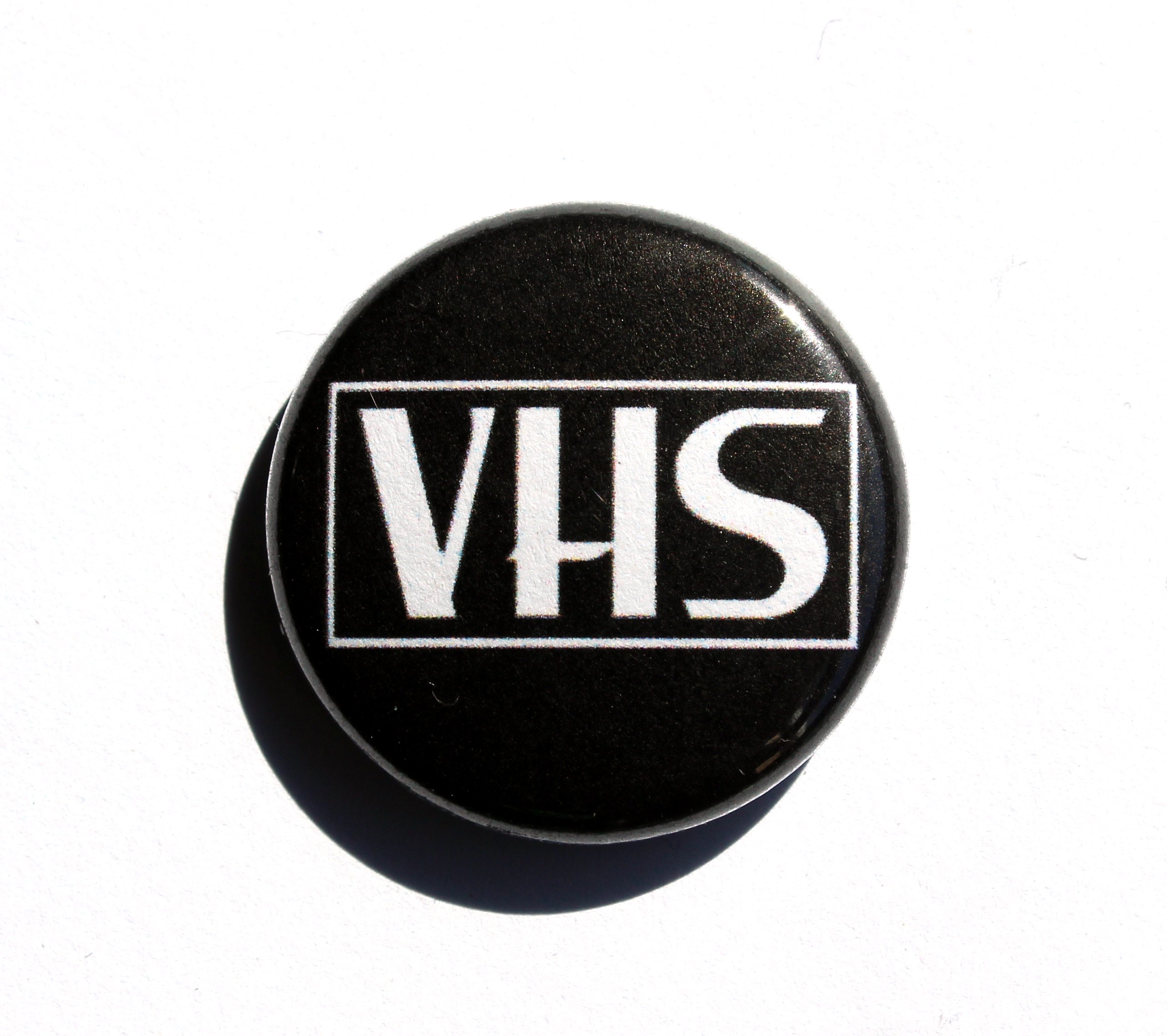 Handmade Accessory 1in Pinback Button VHS Tape Pin Badge Button Illustrated Pin
