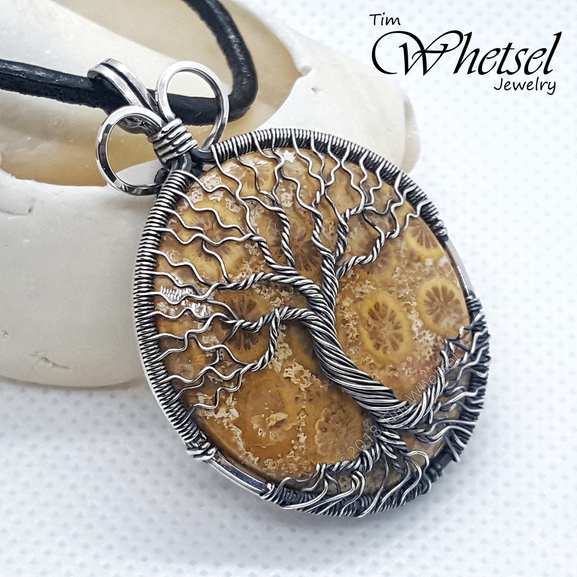 Natural Fossil Coral Pendant \\ Necklace Handmade 925 Sterling Silver Pendant Jewelry Best Gift BP 1787