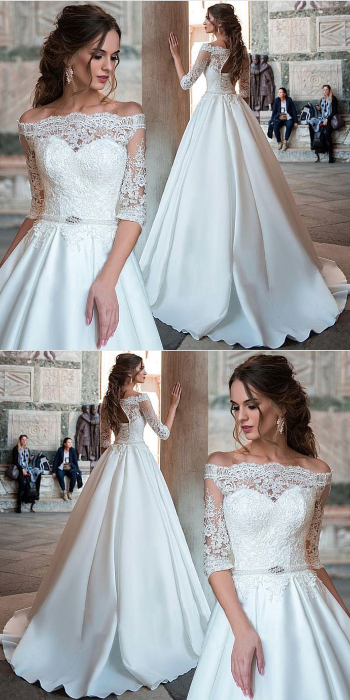 Off White Wedding Dresses with Train Back Out