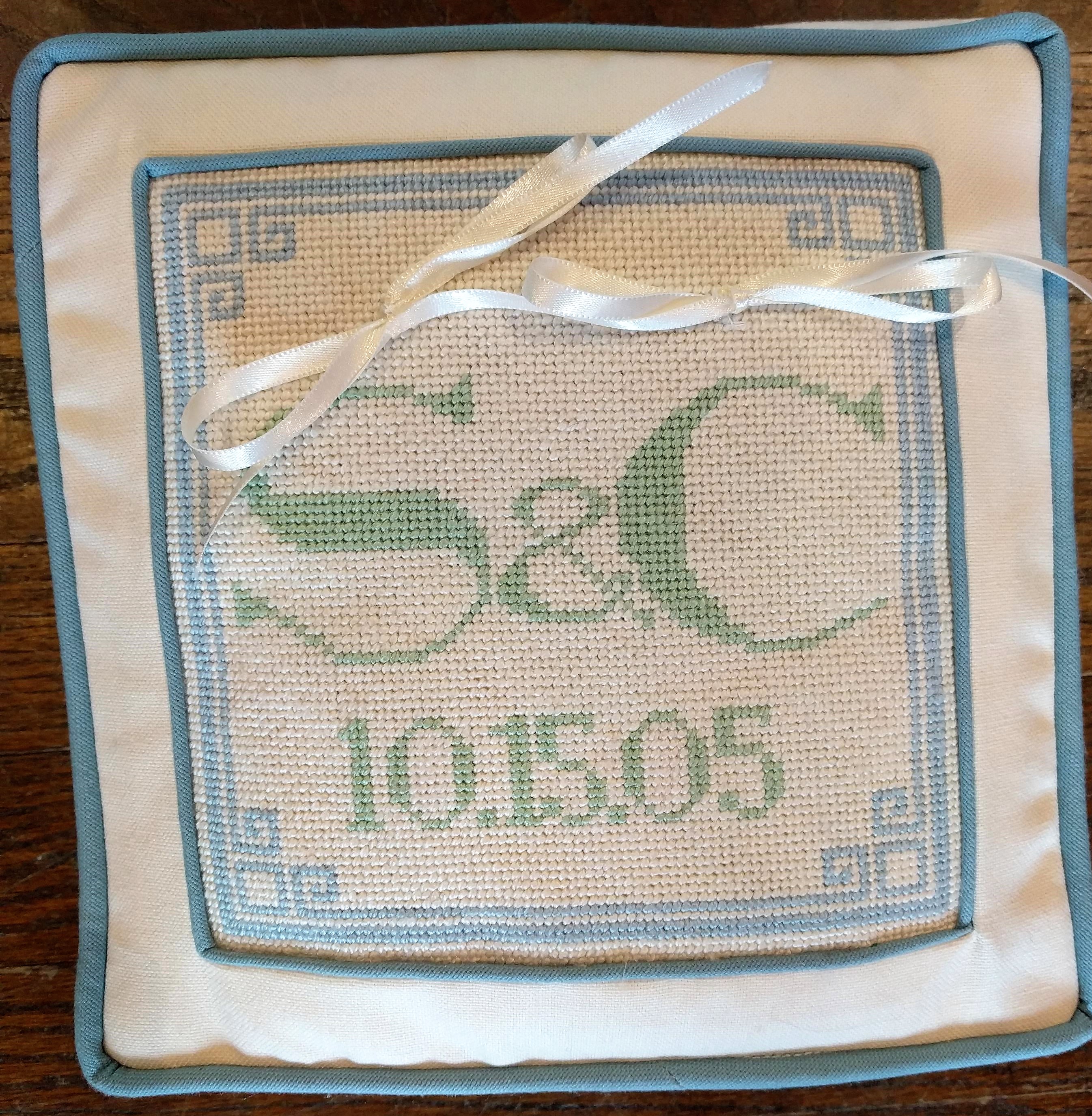 Blue Geometric Ring Bearer Pillow Canvas The Point Of It All Shop