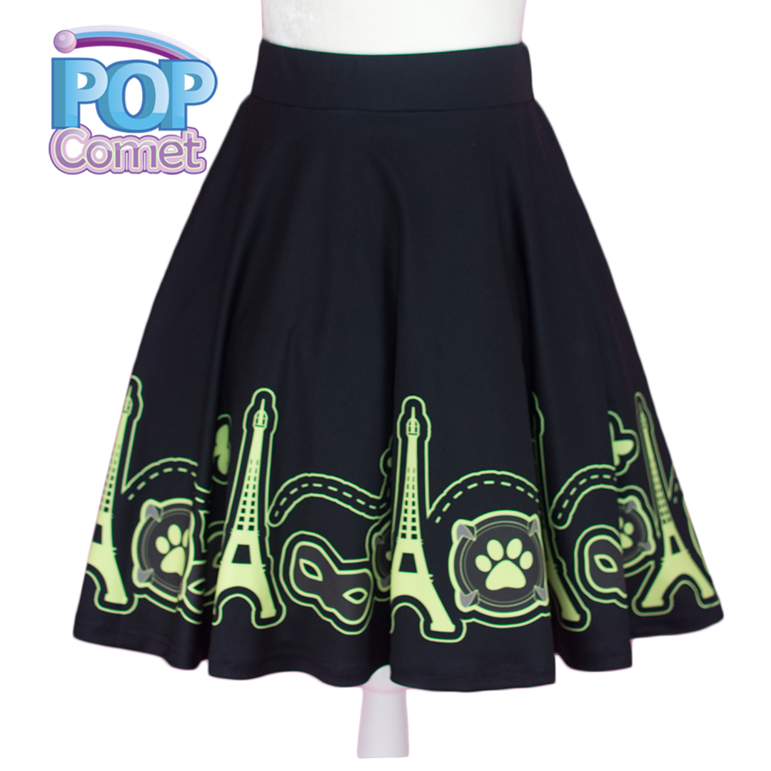 Chat Noir Inspired Skirt Chat Noir Border Print Skirt Miraculous Ladybug Inspired Skirt Chat Noir Skirt Cat Noir Made 2 Order Month Sold By Pop Comet On Storenvy