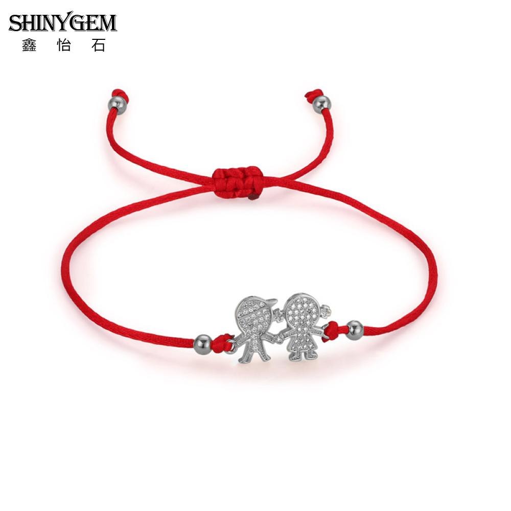 Lucky Red Charm Rhinestone Minimalism Adjustable Bracelet Shinygem