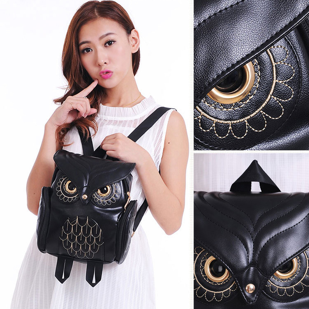 Women Bag Owl Backpack Handmade Girls Travel Shoulder School Silt Pocket Fashion