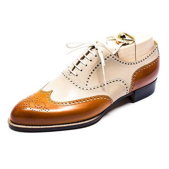 Handmade white and tan shoes, spectator shoes for men, men dress