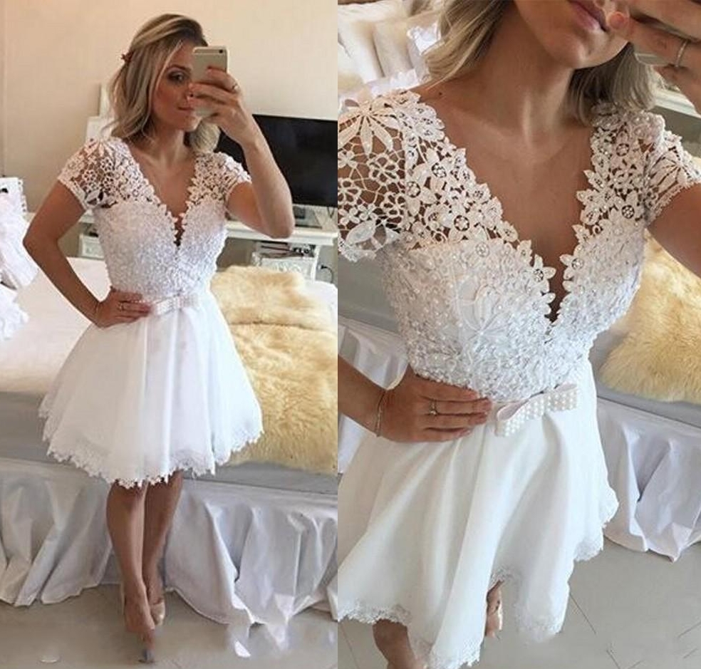 short white cocktail dress with sleeves