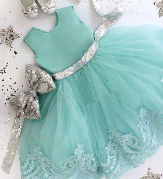silver sage flower girl dress