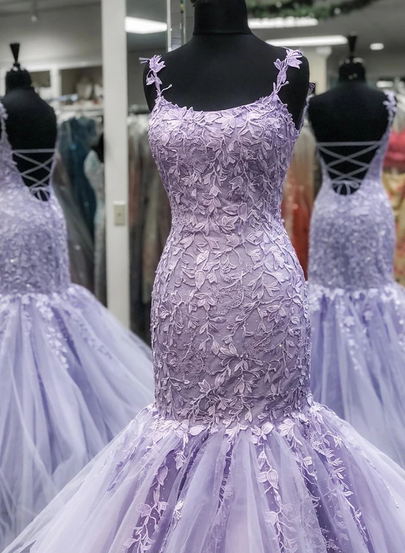 purple mermaid evening gown