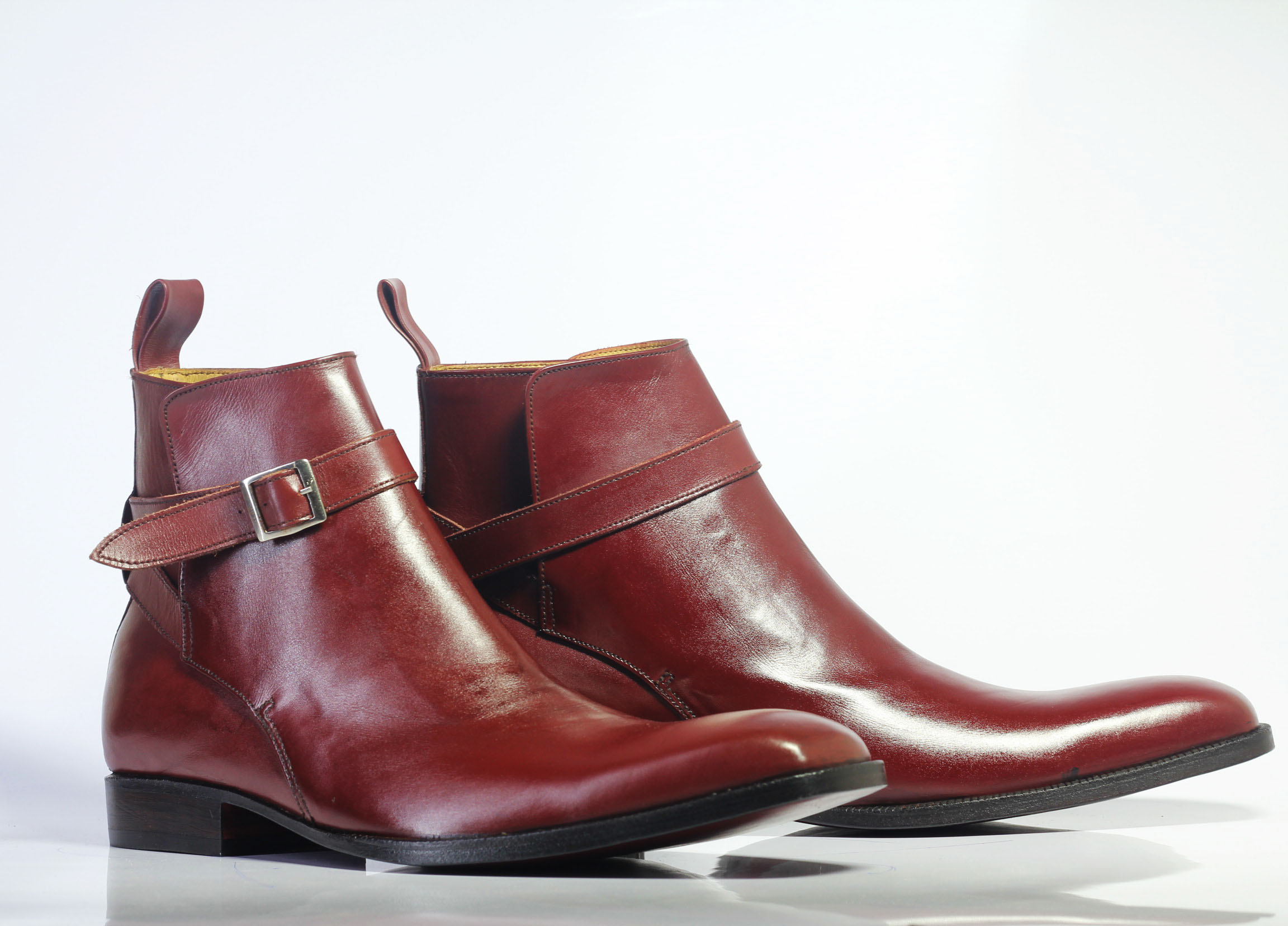 Handmade Men's Burgundy Leather Half Ankle Jodhpurs Boots on Storenvy