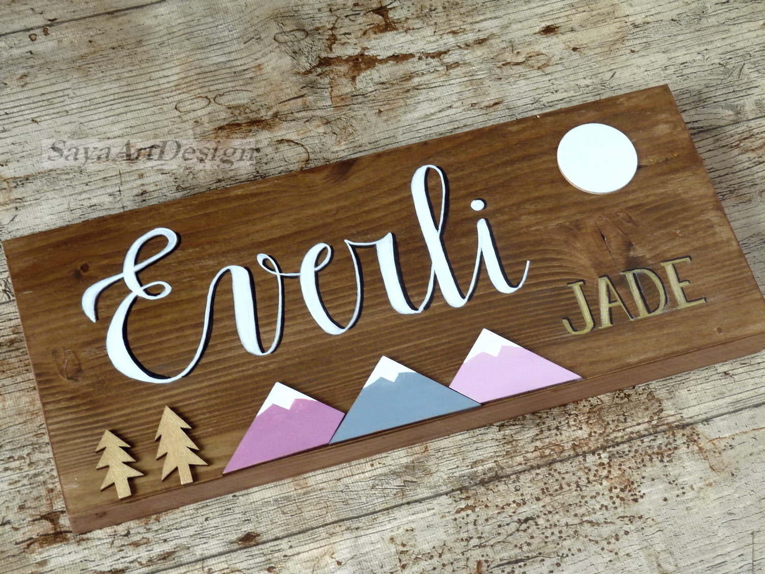 wood baby name wall hanging