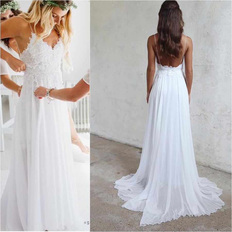 Simple lace beach wedding dress Clearance