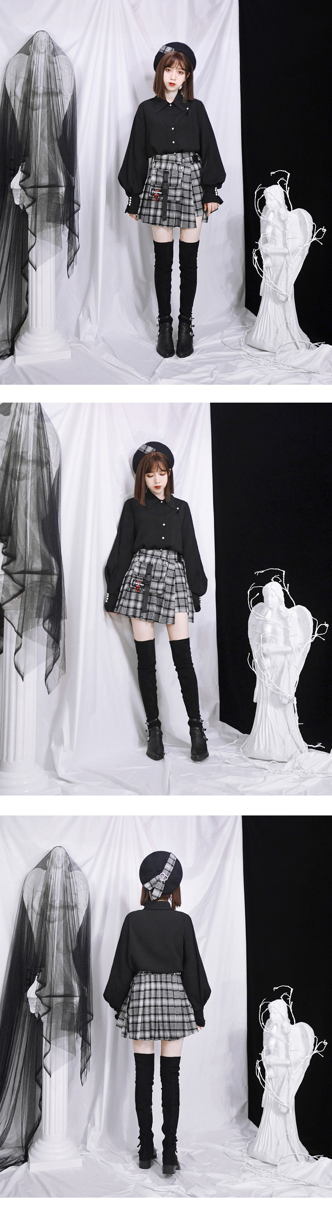 Cute Sexy Goth Punk Red Plaid Checkered Pleated High Waist Mini Skirt Bottom E Girl Kawaii Korean Japanese Harajuku Chinese Retro Streetwear Aesthetic Sold By Teddyloveeve On Storenvy