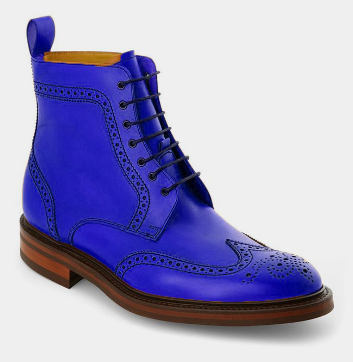 Best Blue Oxfords Handmade Wingtip Ankle High Lace Up Boot,Adult